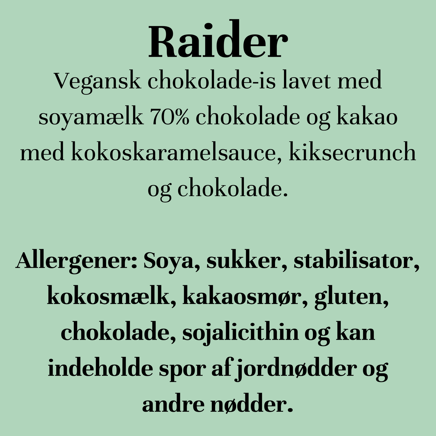 Raider - vegansk (KUN I KØDBYEN)